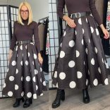 May pöttyös szoknya övvel 7708 - csokibarna