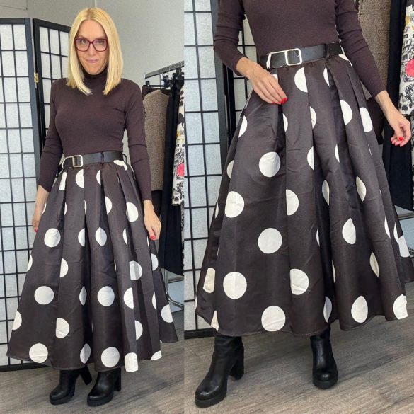 May pöttyös szoknya övvel 7708 - csokibarna