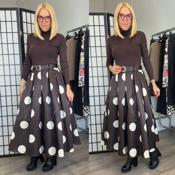 May pöttyös szoknya övvel 7708 - csokibarna