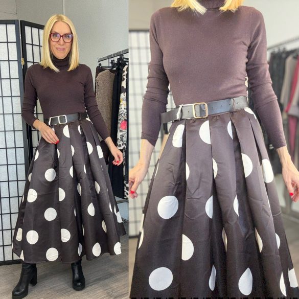 May pöttyös szoknya övvel 7708 - csokibarna