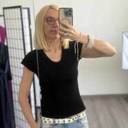 Livy pamut rövid ujjú V nyakú póló FD520 - fekete