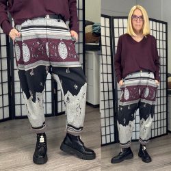  SUN gumis derekú ülepes lovas nadrág 6552 - padlizsán