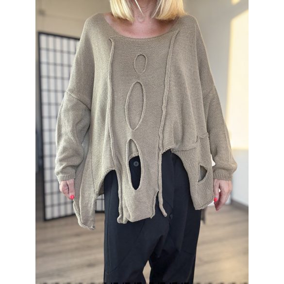 Nona hosszú ujjú kötött felső - barna