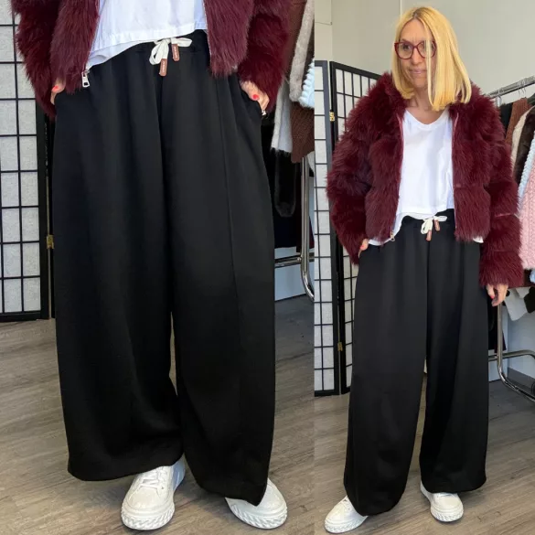 Rosalie bőszárú gumis derekú nadrág 2115-fekete