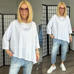 158C aszimmetrikus pamut felső 56761-fehér