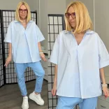 Cruze V nyakú blúz O-A243 világoskék