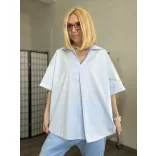 Cruze V nyakú blúz O-A243 világoskék