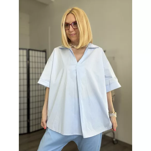 Cruze V nyakú blúz O-A243 világoskék