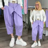 Lux Luna elől átlapolt gombos nadrág övvel 51840-ibolya