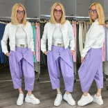 Lux Luna elől átlapolt gombos nadrág övvel 51840-ibolya