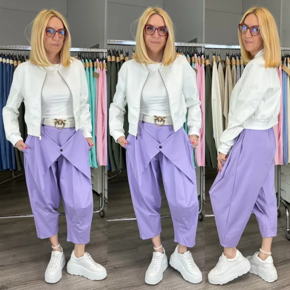 Lux Luna elől átlapolt gombos nadrág övvel 51840-ibolya