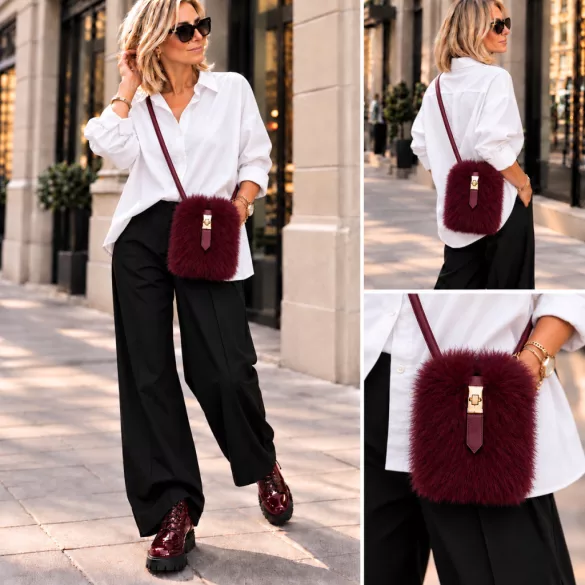 Eliz szőrme táska 0628-burgundy