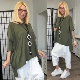 158C rövid ujjú oversize basic tunika56058-khaki