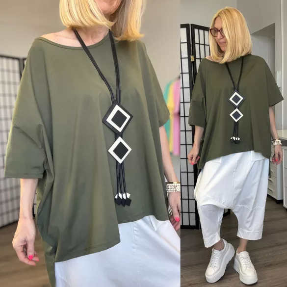 158C rövid ujjú oversize basic tunika56058-khaki