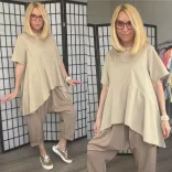 158C lefele bővülő vászon tunika 53256- bézs