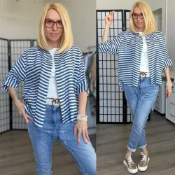 Adelaide csíkos len ing 25c1481 - kék-fehér