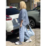 Adelaide csíkos len ing 25c1481 - kék-fehér