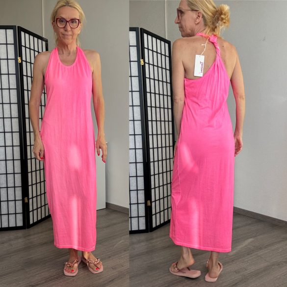 Timiami pamut csavart hátú maxiruha 92221 - neonpink