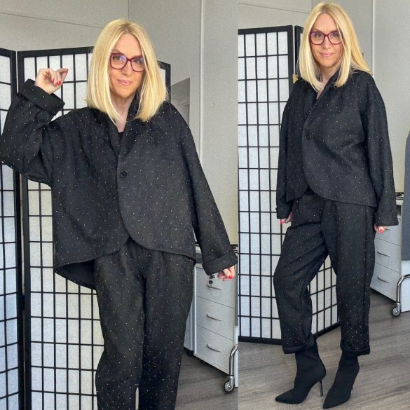 Lux Luna strasszos, csipkés 2 részes szett 51199 - fekete