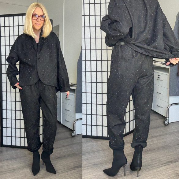 Lux Luna strasszos, csipkés 2 részes szett 51199 - fekete