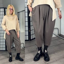 Wendy Trendy lefelé szűkülőelegáns nadrág 824026-taupe