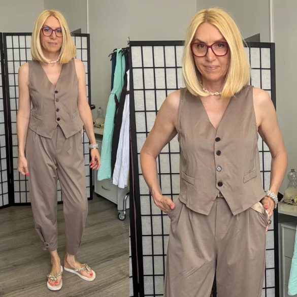 Mandy nadrág mellénnyel 7135-7048-taupe