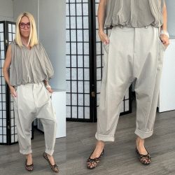 SUN ülepes elasztikus nadrág 6368 - bézs