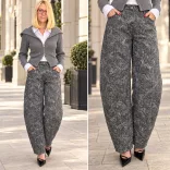 S-Woman strasszos rózsás ballon farmer SW6085-szürke