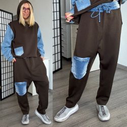 S Woman ülepes nadrág farmer betéttel 2021/2 - csokibarna