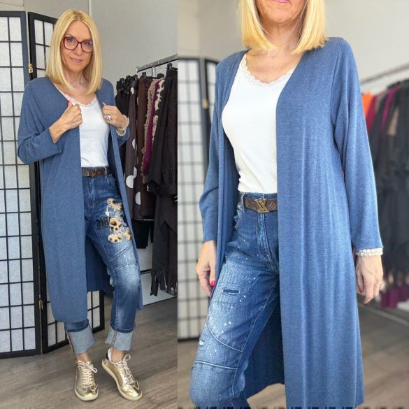 Alice hosszú ujjú kardigán  9539 - farmerkék