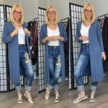 Alice hosszú ujjú kardigán  9539 - farmerkék