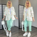 ELSA Teddy mintás blézer 2208 - zöld