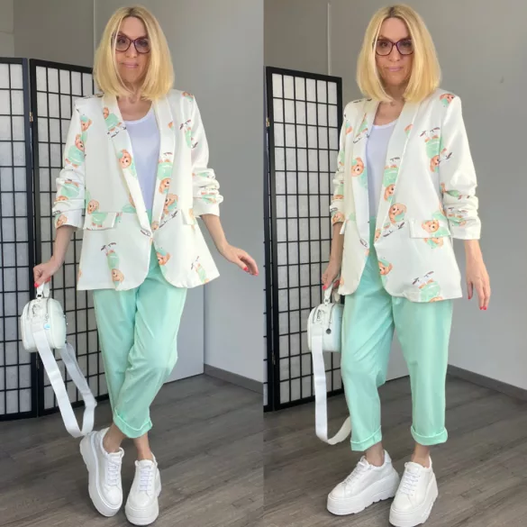 ELSA Teddy mintás blézer 2208 - zöld