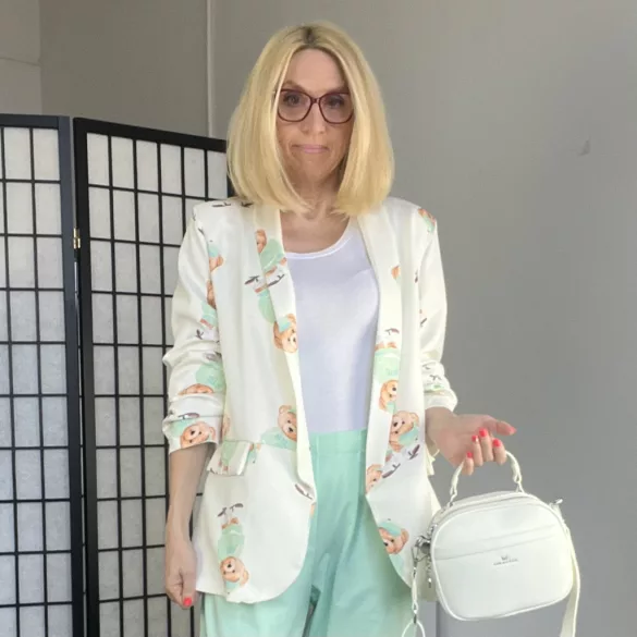 ELSA Teddy mintás blézer 2208 - zöld
