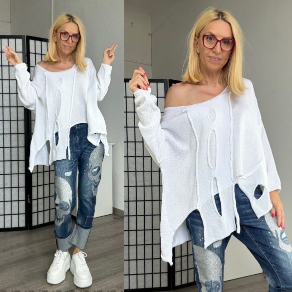 Nona hosszú ujjú kötött felső - fehér