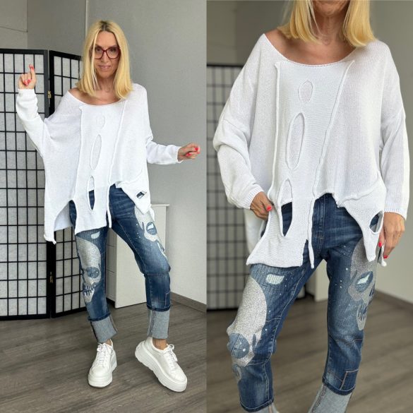 Nona hosszú ujjú kötött felső - fehér