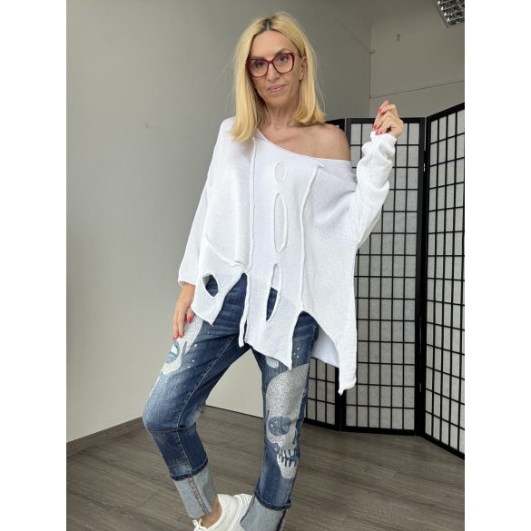 Nona hosszú ujjú kötött felső - fehér