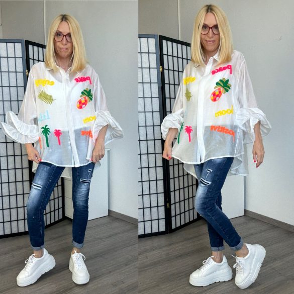 Zeta Otto peace fodros ujjú ing 15985/212 - fehér