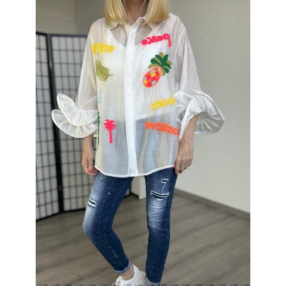 Zeta Otto peace fodros ujjú ing 15985/212 - fehér