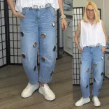 S Woman szegecses ballon farmer SW1833 - világoskék