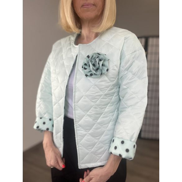 Steppelt pöttyös betétes blézer rózsával -menta