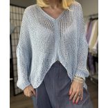 Ajsa V kivágású kötött felső 2887-világoskék
