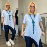 158C aszimmetrikus pamut felső 57028-világoskék