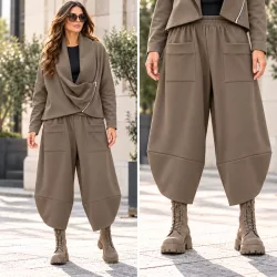 Astra zsebes szövet nadrág K26210-taupe