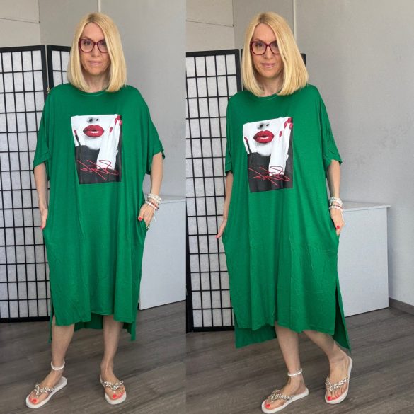 Nikole Style rövidujjú  zsebes tunika 586 - benettonzöld