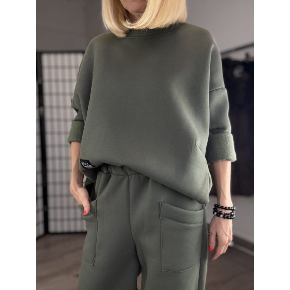 Natura bélelt pamut nadrág oversize felsővel 6170-6171- khaki