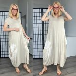 Dorothy batikolt pamut ruha 753-bézs