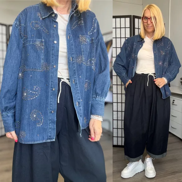 S Woman farmer ing strasszokkal SW6034-sötétkék