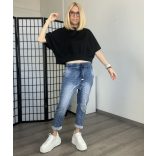 Bambi rövidujjú alul gumis póló 25097 - fekete