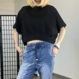 Bambi rövidujjú alul gumis póló 25097 - fekete